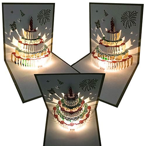 Akeydeco 3D Pop Up Birthday Cards,Warming LED Light Birthday Cake Music Happy Birthday Card Postcards Pop Up Greeting Cards Happy Birthday Cards Best for Mom,Wife,Sister,Boy,Girl,Friends 1 Pack - Image 3