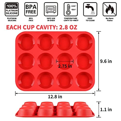 CAKETIME 12 Cups Silicone Muffin Pan - Nonstick Cupcake Pan 1 Pack Regular Size Silicone Mold for Baking - Image 5