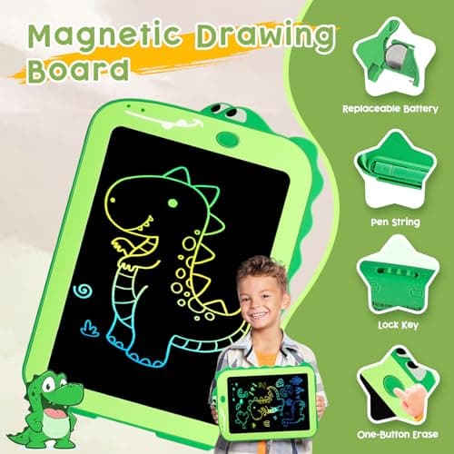 Teriph LCD Writing Tablet for Kids, Colorful Toddlers Toys Drawing Board, Educational Kid Toys, Doodle Pad Dinosaur Toys for 2 3 4 5 6 7 8 Year Old Boys Girls Birthday Party Christmas Gifts,8.5inch - Image 4