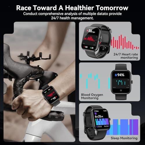 Smart Watch with Alexa Built-in, 1.83" HD Touchscreen Fitness Tracker, Bluetooth Notifications/Calls, IP68 Waterproof, 120+ Sport Modes, 24/7 Heart Rate & Sleep Monitor for iPhone Android iOS (Black) - Image 4