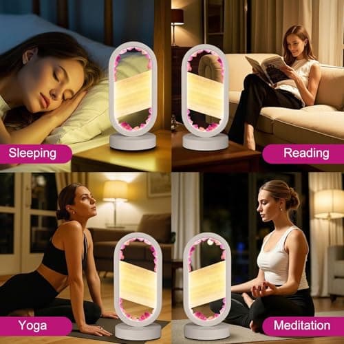 GC QUILL Natural Amethyst and Selenite Crystal Healing Night Table Lamp –3-Color Dimmable Mood Lighting for Meditation Relaxation and Restful Sleep, Purple Crystal Bedroom Decor - Image 7
