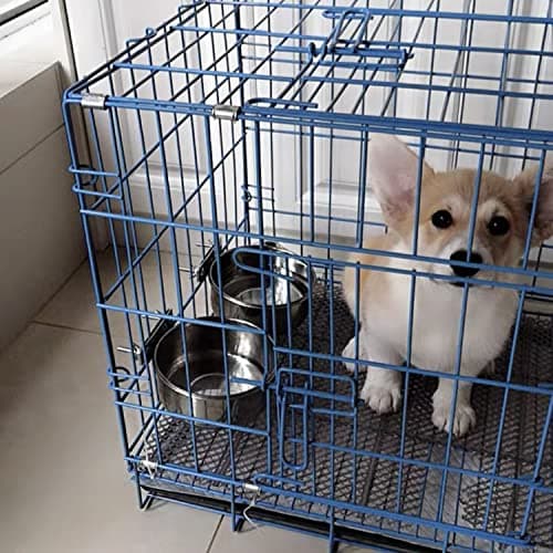 Dog Crate Water and Food Bowl, ShineMe Stainless Steel Dogs Bowls Hanging 2 Pack for Cage Crate Kennel, Spill Proof Dog Bowl for Medium and Small Sized Dogs Cats Pets (6.3 * 2.6” & 5.5 * 2.4”) - Image 7
