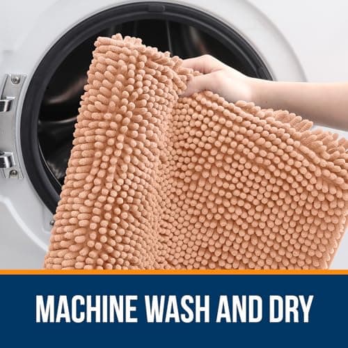 OLANLY Bathroom Rugs 30x20, Extra Soft Absorbent Chenille Bath Rugs, Rubber Backing Quick Dry, Machine Washable Bath Mats for Bathroom Floor, Tub and Shower, Home Decor Accessories, Peach - Image 5