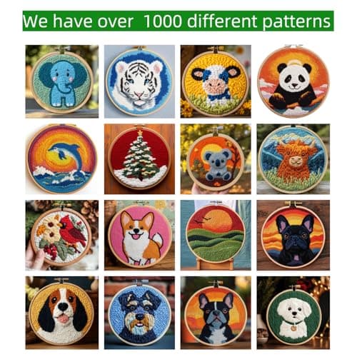 DIY Punch Needle Kits for Beginners Cute Cartoon Highland Cow with Daisy Flower with Hoop Embroidery Punch Needle Starter Craft Set Easy for Adults and Children Festival Gift and Decoration 20x20cm-1 - Image 5