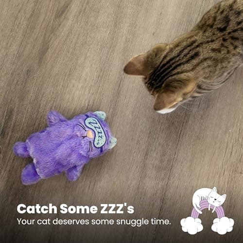 Catstages Purr Pillow Kitty Calming Cat Toy with Touch-Activated Purring and Soft Plush, Purple - Helps Reduce Stress & Provide Anxiety Relief for Cats - Image 6