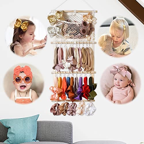 kangaroo Headband Holder Hair Bows Organizer for Baby Girls Large Capacity Bow Holder Hair Accessories Wall Hanging Organizer for Toddler Baby Girl Nursery Room Decor - Image 6