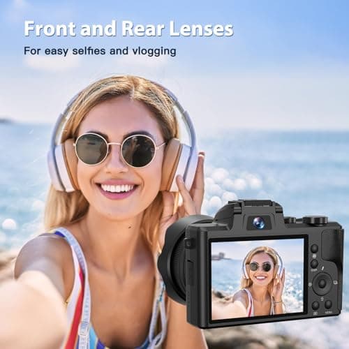 IGXHAVIZ 8K Digital Cameras for Photography Autofocus, WiFi 88MP Vlogging Camera with Dual-Lens, Flash, 16X Digital Zoom, Touch Screen, Travel Camera Anti-Shake with Lens Hood, 64GB Card,2 Batteries - Image 5
