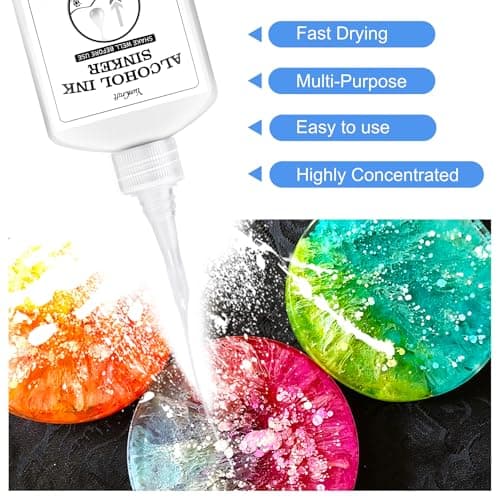 White Alcohol Ink for Epoxy Resin - 4 Ounce White Color Alcohol-Based Resin Ink for Resin Petri, Resin Tumblers, Coaster Making, White Alcohol Paint Epoxy Resin Pigment for Painting, Yupo, Resin Art - Image 3