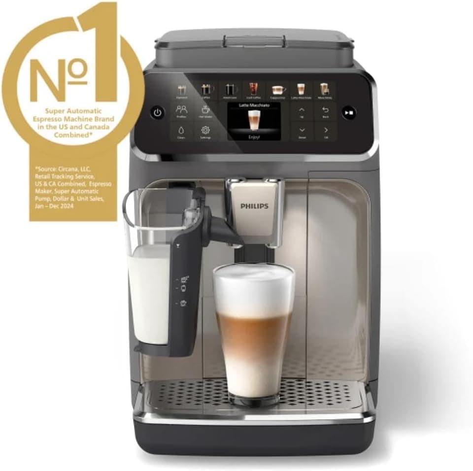 Amazon.com: Philips 4400 Series Fully Automatic Espresso Machine, LatteGo Milk System, Integrated Grinder, 12 Hot & Iced Coffee Pre-Sets, Quick Start, SilentBrew, 15-Bar Pressure, Black Chrome (EP4444/90): Home & Kitchen - Image 2