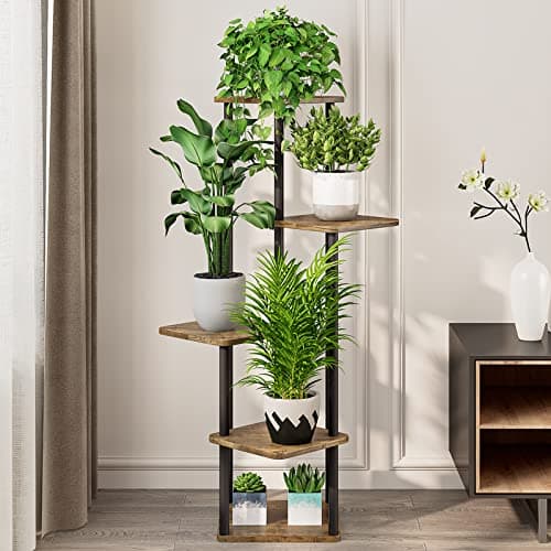 AZERPIAN Plant Stand 5 Tier Indoor Metal Flower Shelf for Multiple Plants Corner Tall Flower Holders for Patio Garden Living Room Balcony Bedroom, Black (5 Tier-Black) - Image 3