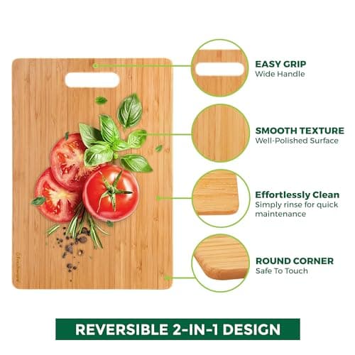 Bamboo Cutting Boards for Kitchen [Set of 3] Wood Cutting Board for Chopping Meat, Vegetables, Fruits, Cheese, Knife Friendly Serving Tray with Handles - Image 6