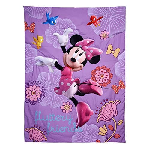Disney 4 Piece Minnie's Fluttery Friends Toddler Bedding Set, Lavender - Image 2