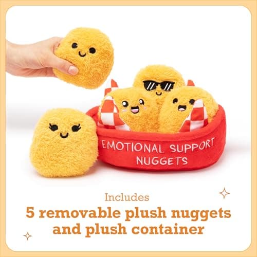 Emotional Support Chicken Nuggets by Relatable, Cuddly Stuffed Animals and Toys, Squishy Toys and Plushies, Great Gift Ideas for Loved Ones of All Ages, Includes 5 Plushies with Carrying Basket - Image 2