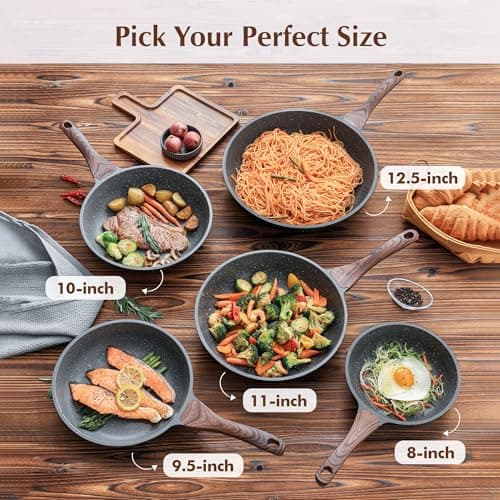 SENSARTE Nonstick Frying Pan Skillet, Swiss Granite Coating Omelette Pan, Healthy Stone Cookware Chef's Pan, PFOA Free (8/9.5/10/11/12.5 Inch) (9.5 Inch) - Image 7