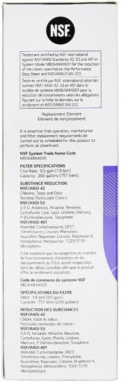LG LT1000P - 6 Month / 200 Gallon Capacity Replacement Refrigerator Water Filter (NSF42, NSF53, and NSF401) ADQ74793501, ADQ75795105, AGF80300704, or AGF80300705 White 1 Pack - Image 9