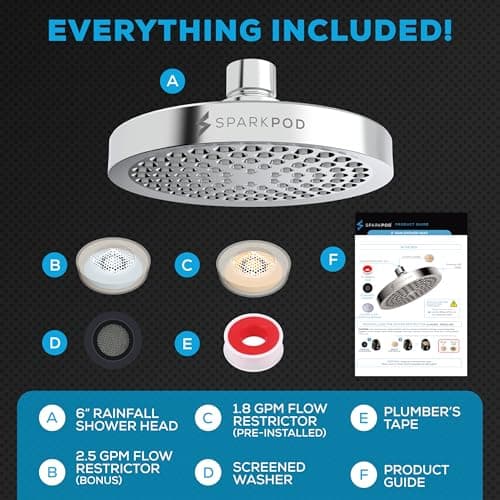 SparkPod Shower Head - High Pressure Rain - Premium Quality Luxury Design - 1-Min Install - Easy Clean Adjustable Replacement for Your Bathroom Shower Heads (Luxury Polished Chrome, 6 Inch Round) - Image 8