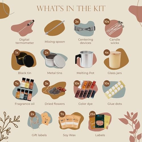 SoftOwl Premium Soy Candle Making Kit - Full Set - Soy Wax, Big 7oz Jars & Tins, 7 Pleasant Scents, Color Dyes & More - Perfect as Home Decorations - DIY Starter Scented Candles Making Kit - Image 2