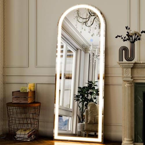 GLSLAND 20"x56" Arched LED Full Length Mirror with Lights – Wall Mounted or Standing Full Body Mirror for Bedroom/Cloakroom – Dimmable with 3 Color Lighting Modes - Image 7
