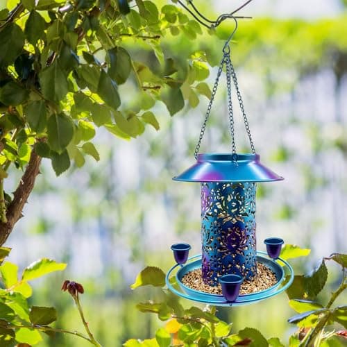 Solar Bird Feeder, Bring Three Nectar Water Cups & S Hook, Attractive Cardinals & Many Wild Various Birds, Squirrel Rust Weather & Water Proof as Gift Idea for Friends, Family, Elders - Image 7