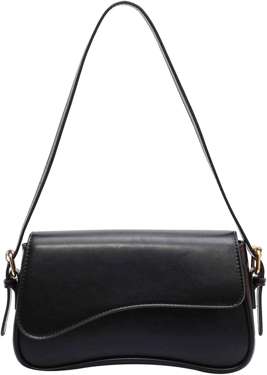 Shoulder Bag for Women Y2K Trendy Purse Vegan Leather Hobo Handbags Clutch Saddle Bag with 2 Removable Strap Black - Image 2