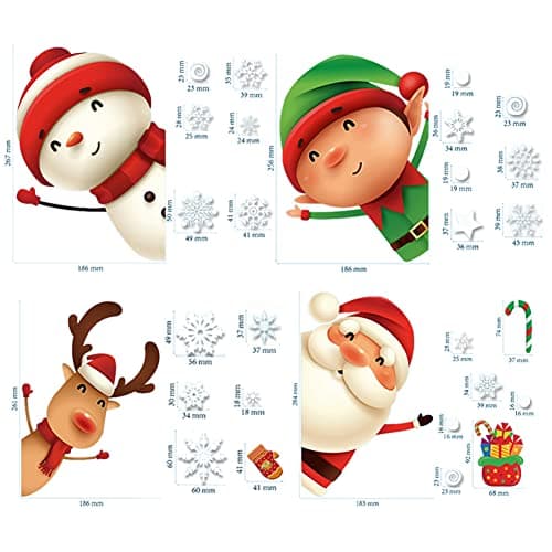 XIMISHOP 82PCS Christmas Snowflake Window Clings Stickers for Glass, Xmas Decals Christmas Decorations Indoor Holiday Snowflake Santa Claus Reindeer Decals for Party - Image 2