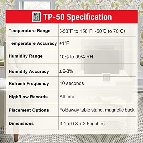 ThermoPro TP50 Digital Hygrometer Indoor Thermometer Room Thermometer and Humidity Gauge with Temperature Monitor - Image 9