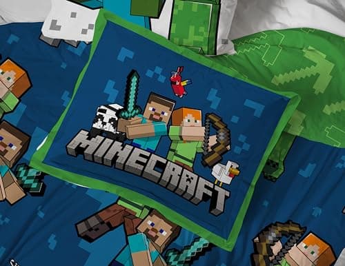 Jay Franco Minecraft Twin Comforter Set - 5 Piece Bedding Includes Sheet Set & Pillow Covers - Super Soft Kids Bedding Features Creeper & Zombie - Image 6