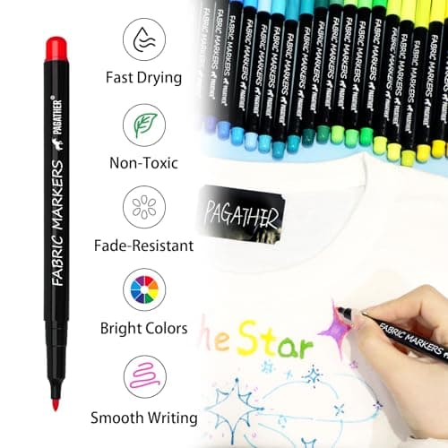 Fabric Markers Permanent for Clothes, 20 Colors Fine Tips Paint Pens for Clothing Canvas Tote Bags T-Shirt and Shoes, Non Toxic Ink for Kids and Adults - Image 3