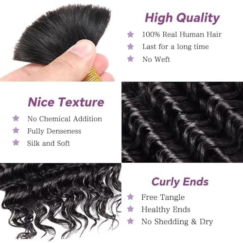 Afihond Human Braiding Hair For Boho Braids 120g Deep Wave Bulk Human Hair for Braiding Knotless 12A 100% Unprocessed Brazilian Virgin Hair Extensions Bulk Bohemian 3 Bundles Natural Color 18inch - Image 2