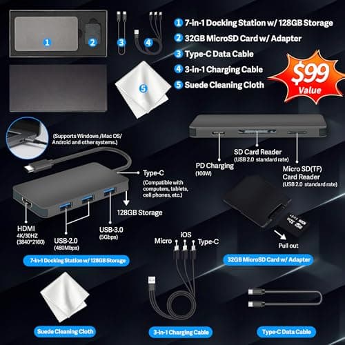 HP Stream 14" HD BrightView Laptop, Intel Celeron N150, 16GB RAM, 288GB Storage (128GB eMMC + 160GB Docking Station Set), Intel UHD Graphics, 720p Webcam, Wi-Fi, 1 Year Office 365, Win 11 S, Silver - Image 2