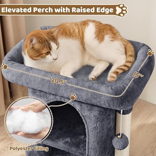Yaheetech 23.5in Cat Tree Tower, Cat Condo with Sisal-Covered Scratching Posts, Cat House Activity Center Furniture for Kittens, Cats and Pets - Dark Gray - Image 5