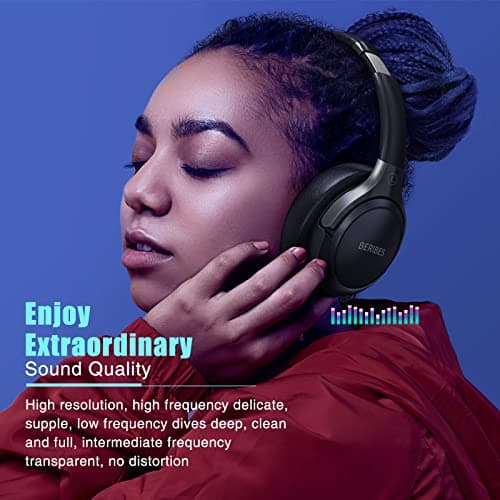 BERIBES Bluetooth Headphones Over Ear, 65H Playtime and 6 EQ Music Modes Wireless Headphones with Microphone, HiFi Stereo Foldable Lightweight Headsets, Deep Bass for Home Office Cellphone PC Ect. - Image 5