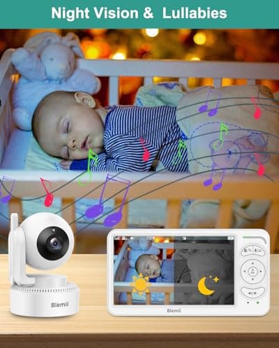 Blemil 6" Baby Monitor with 2 Cameras 4000mAh Battery Upgrade Split Screen Video Baby Monitor No WiFi Remote Pan-Tilt-Zoom Auto-Night Vision 150 Languages ECO Mode 2-Way Talk 1000FT (Ideal Condition) - Image 7