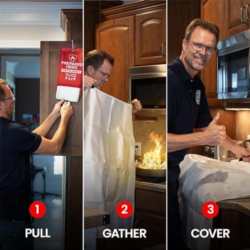Prepared Hero Emergency Fire Suppression Blanket - 2 Pack, 40' x 40' Fiberglass Blanket for Kitchen and Home - Image 5