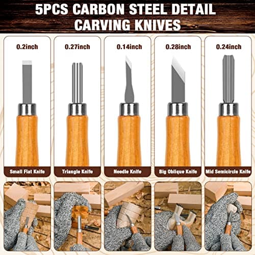 Wood Carving Kit, 23pcs Wood Carving Tools with 4 Wood Carving Knives 5 Detail Knives 9 Blocks, Whittling Kit DIY Hobbies for Adults - Image 5