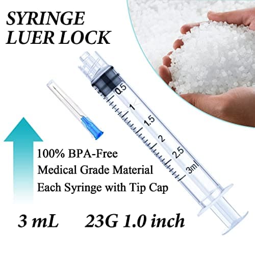 4 Pack 3ml Disposable Syringe with 23Ga 1.0 Inch, Luer Lock Syringes, Individual Sterilized Wrapped - Image 2