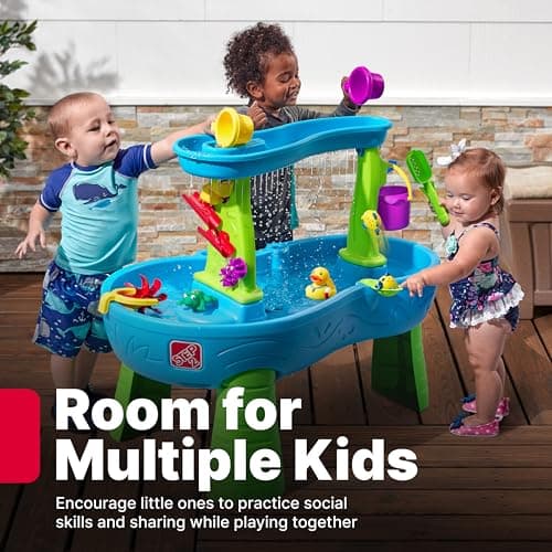 Step2 Rain Showers Splash Pond Toddler Water Table, Kids Water and Sand Activity Sensory Playset, Summer Outdoor Toys, 13 Piece Toy Accessories, For Toddles 1.5+ Years Old - Image 3