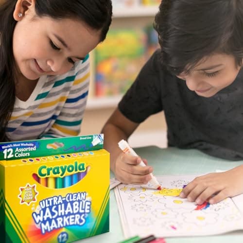 Crayola Broad Line Markers (12 Count), Washable Markers for Kids, Assorted, Back to School Essentials, Teacher Classrooms Must Have, School Supplies, 3+ - Image 6