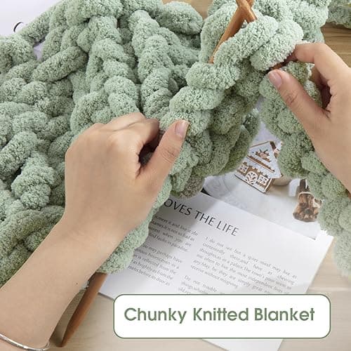 HOMBYS 8 Pack Assorted Chunky Yarn for Crocheting,Super Bulky Large Soft Fluffy Yarn,Plush Fuzzy Yarn,Thick Chenille Yarn for Hand Knitting/Arm Knitting,4 White & 4 Sage Green(27yds,8 oz Each Skein) - Image 3