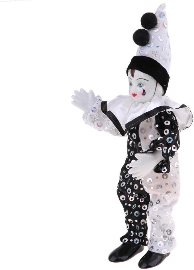 DYNWAVE 9inch Clown Doll - can Sitting & Standing, Hand Painted Harlequin Doll Display Decoration,Valentin Gift - Image 3