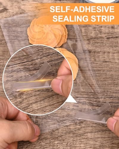 300 Pcs Self Adhesive Cookie Bags, 4x6 Inches Self Sealing Cellophane Bags, Clear Resealable Cellophane Bag for Packaging, Cookies, Gifts, Candy, Food - Image 3