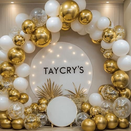 RUBFAC 129pcs Metallic Gold Balloons Different Sizes 18 12 10 5 Inch, Latex Balloon Garland Arch Kit for Party Graduation Wedding Holiday Happy Birthday Decoration - Image 6