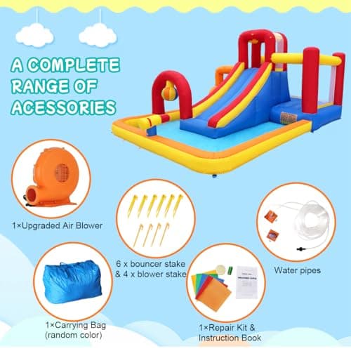 Hongcoral Bounce House with Slide and Obstacle Course for Kids 3-8 - Bounce, Climb, Slide, Boxing Ball, Small Climb&Slide for Indoor Outdoor Kids Party, Optional Water Slide & Pool for Summer Fun - Image 7