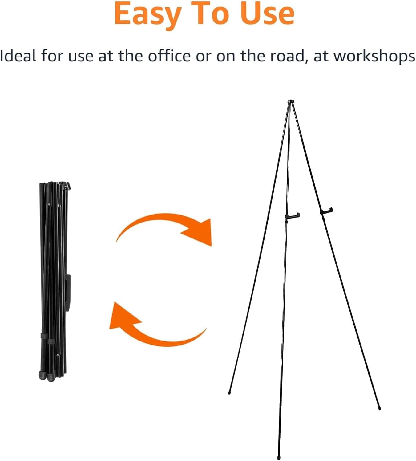 Amazon Basics Easel Display Stand, Instant Floor Poster, Lightweight, Collapsible and Portable with Tripod Base, Black Steel (supports 5 pounds) - Image 3