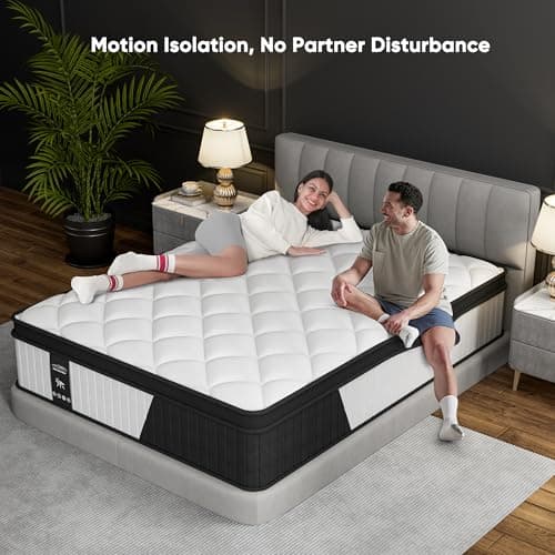 12 Inch King Size Mattress - 2025 Upgraded Hybrid Cooling Gel Memory Foam & Pocket Coils, Medium Firm Mattress in a Box for Back Neck Pain Relief, Motion Isolation, Edge Support, Breathable, White - Image 7