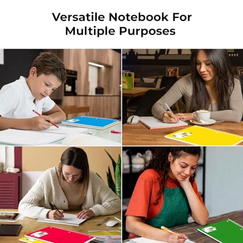 Rosmonde Spiral Notebooks, 12 Pack, 1 Subject Notebook, Wide Ruled, 70 Sheets, 8 x 10-1/2", 3 Hole Punched, School Supplies, Bulk Single Subject Spiral Notebook Bulk, Assorted Colors Pack of Notebooks - Image 8