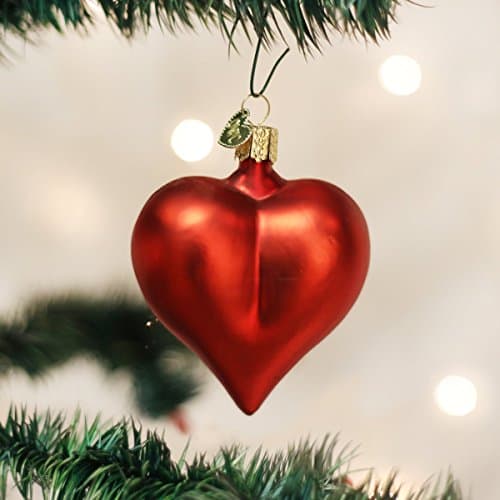 Old World Christmas Large Matte Red Heart Glass Blown Ornaments for Christmas Tree - Image 2
