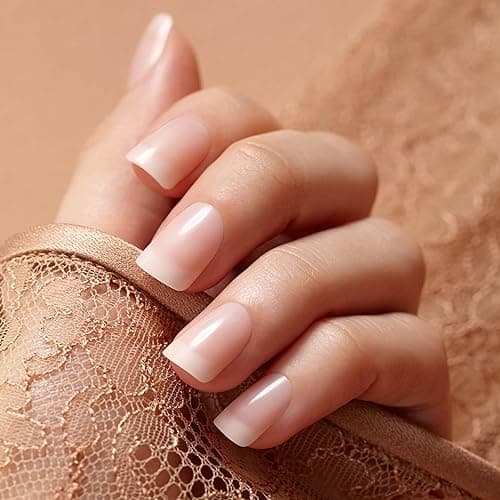 KISS Salon Acrylic Nude French Tip Press On Nails Short, ‘Breathtaking’, Beige, Squoval, Includes 28 Fake Nails, Nail Glue 2g, 1 Manicure Stick, 1 Mini File - Image 5