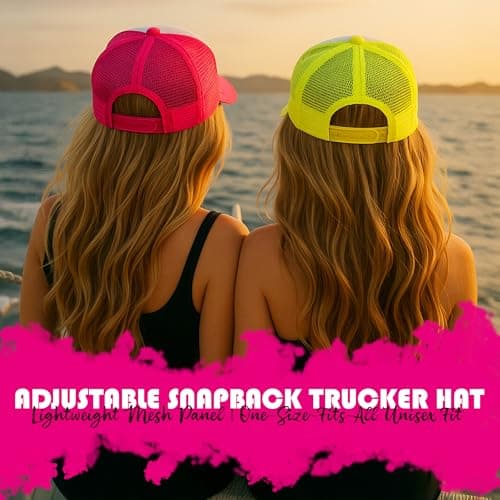 Funky Junque Bachelorette Party Trucker Hat for Women, Girls Trip 2024 Spring Break Hats Mesh Snapback Cap - Miss Behavin' - Hot Pink/White - Image 5