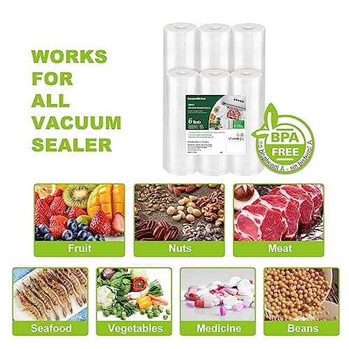 Bonsenkitchen Vacuum Sealer Rolls Bags, 6 Pack 3 Rolls 11" x 20' + 3 Rolls 8" x 20' Commercial Grade BPA Free Bag Rolls, Durable Customized Size Food Vac Bags for Storage and Sous Vide Cooking VB3211 - Image 4